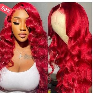 Red Lace front Human Hair 24” Body Wave Wig - New unworn